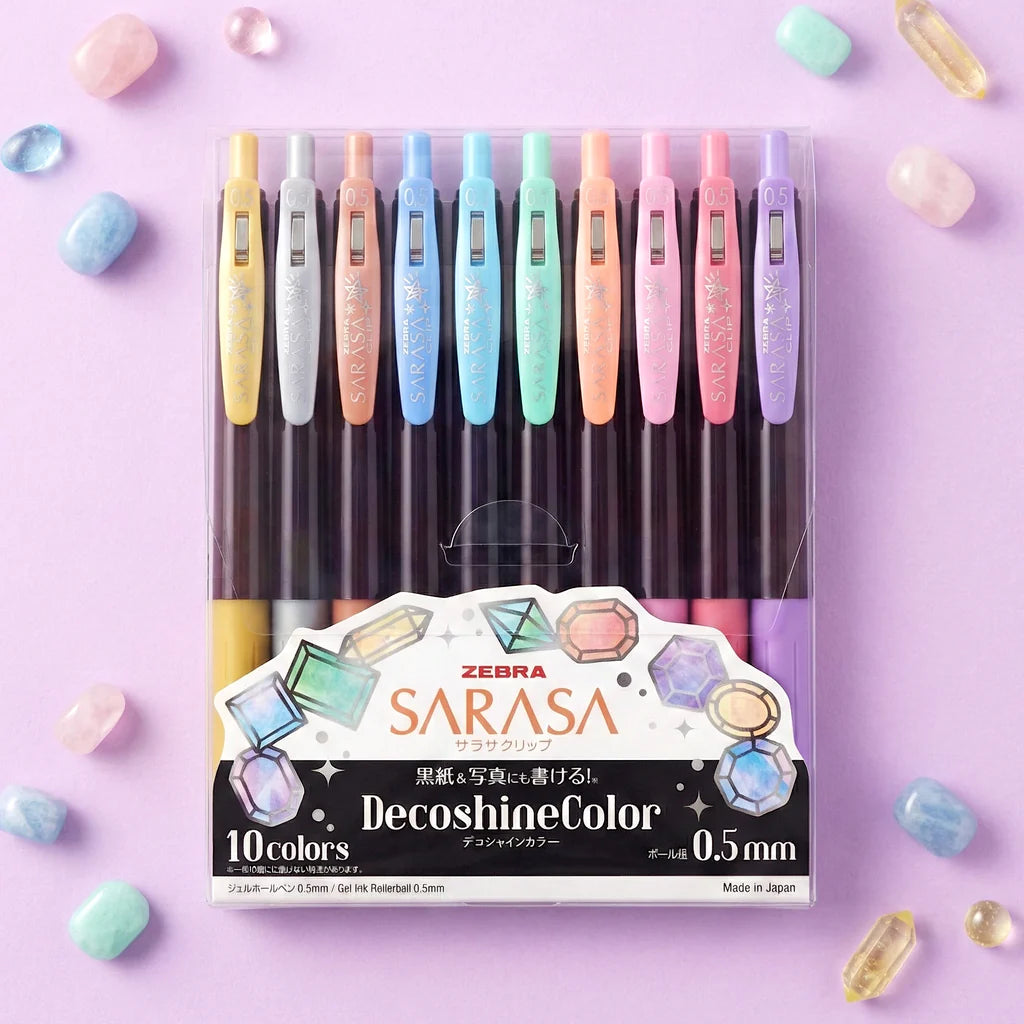 Zebra Sarasa Clip Gel Pen - Decoshine Color - 10 Color Set